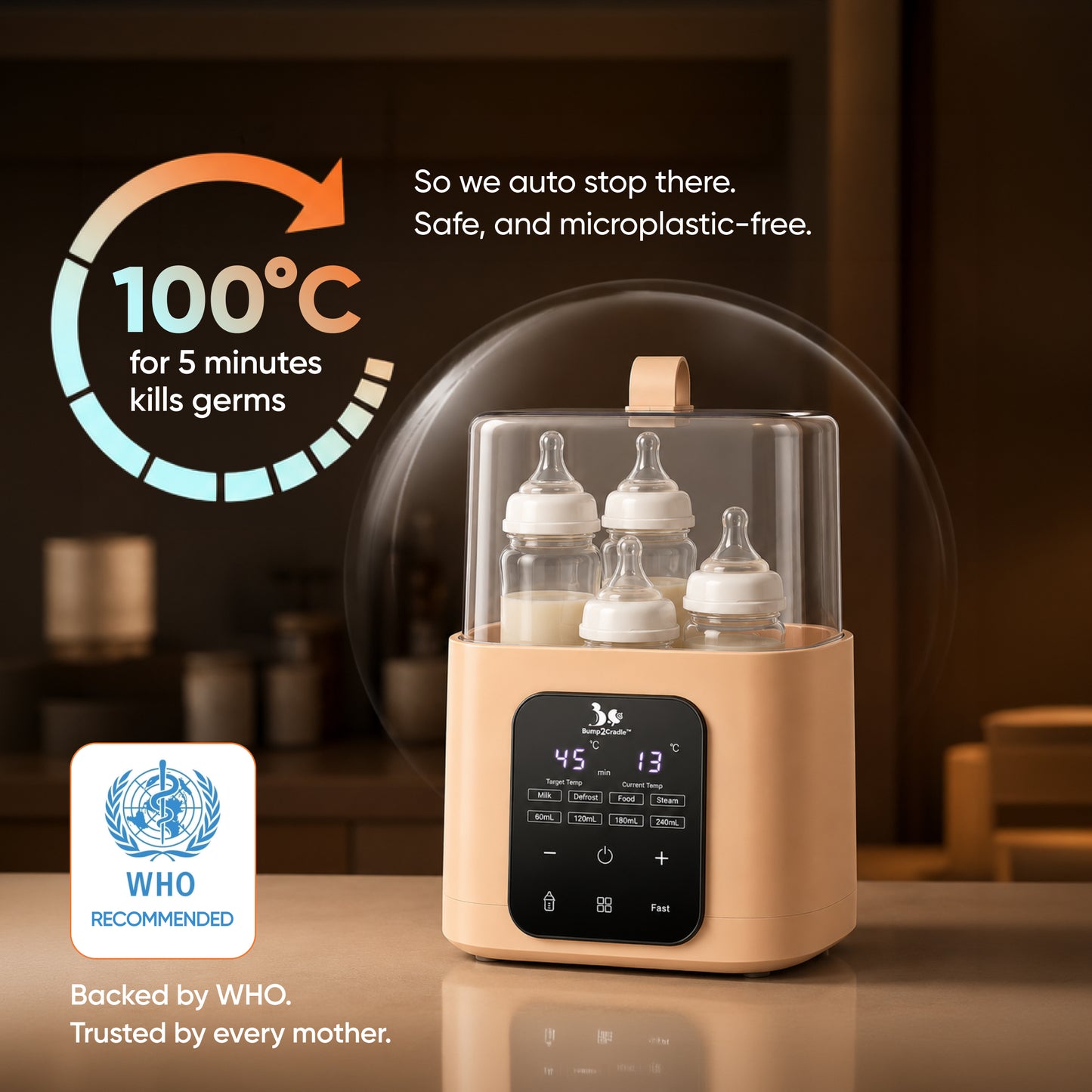 PortaPure 6 in 1 Steam Sterilizer  with Remote Control | Baby Bottle Sterilizer, Breast milk thawing ,Travel Friendly | For Bottles, Pump Parts & Baby accessories