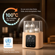 PortaPure 6 in 1 Steam Sterilizer  with Remote Control | Baby Bottle Sterilizer, Breast milk thawing ,Travel Friendly | For Bottles, Pump Parts & Baby accessories