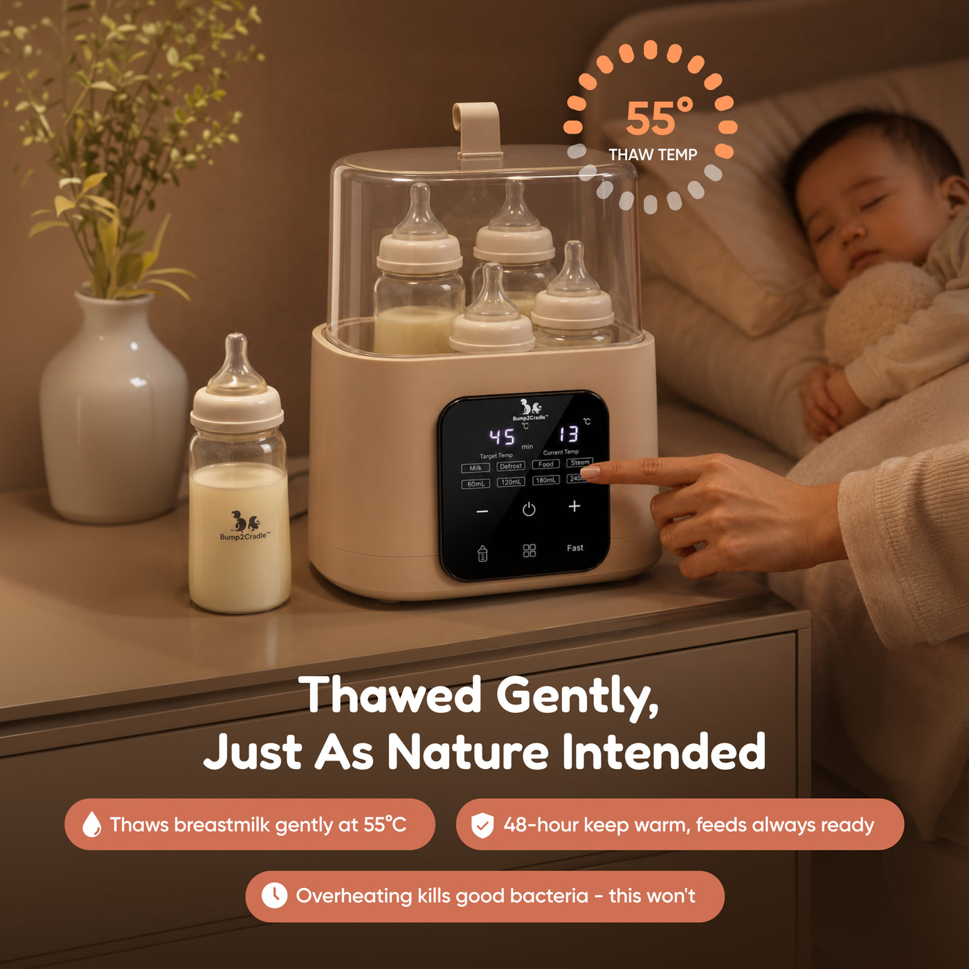PortaPure 6 in 1 Steam Sterilizer  with Remote Control | Baby Bottle Sterilizer, Breast milk thawing ,Travel Friendly | For Bottles, Pump Parts & Baby accessories
