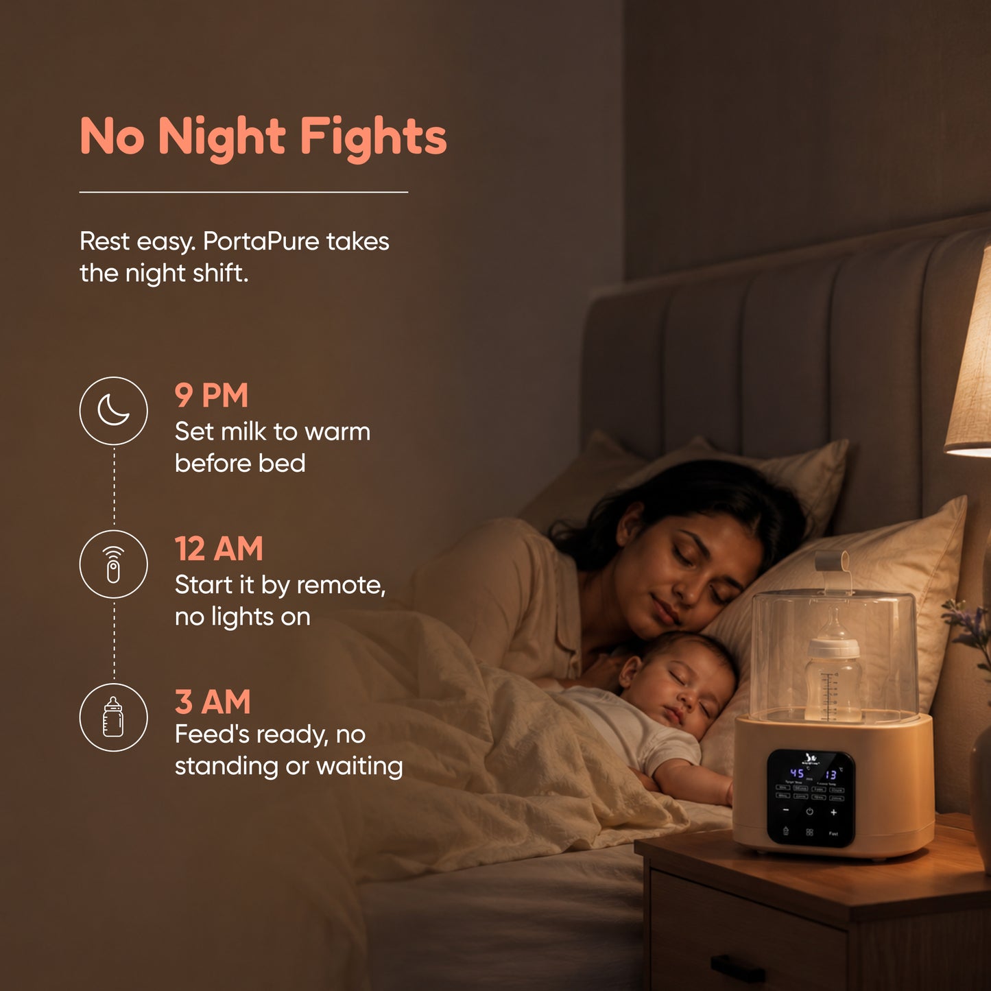 PortaPure 6 in 1 Steam Sterilizer  with Remote Control | Baby Bottle Sterilizer, Breast milk thawing ,Travel Friendly | For Bottles, Pump Parts & Baby accessories